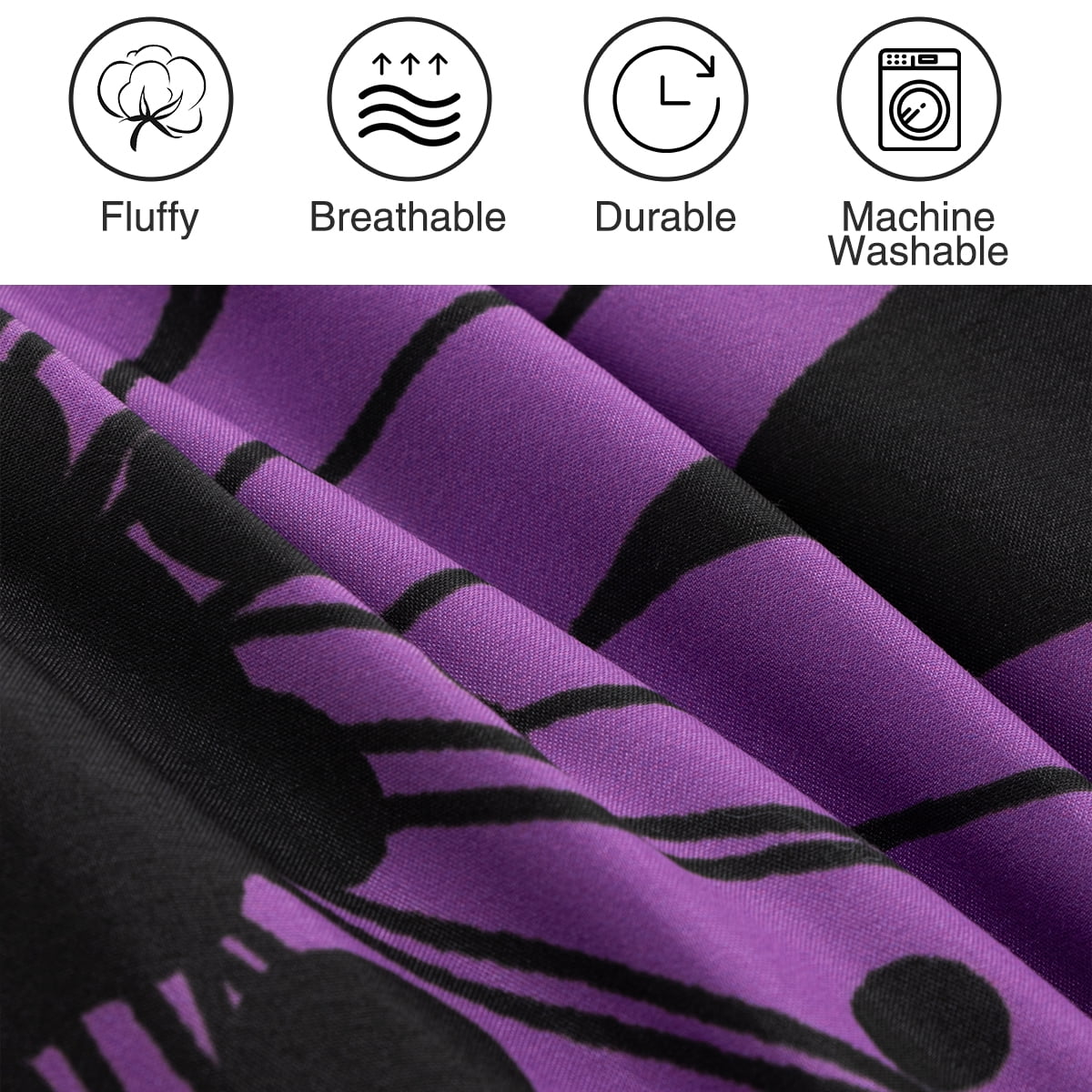 Btargot 6PCS Purple Comforter Sets King Floral Botanical Boho Bed-in-a-Bag Black Bedding Set