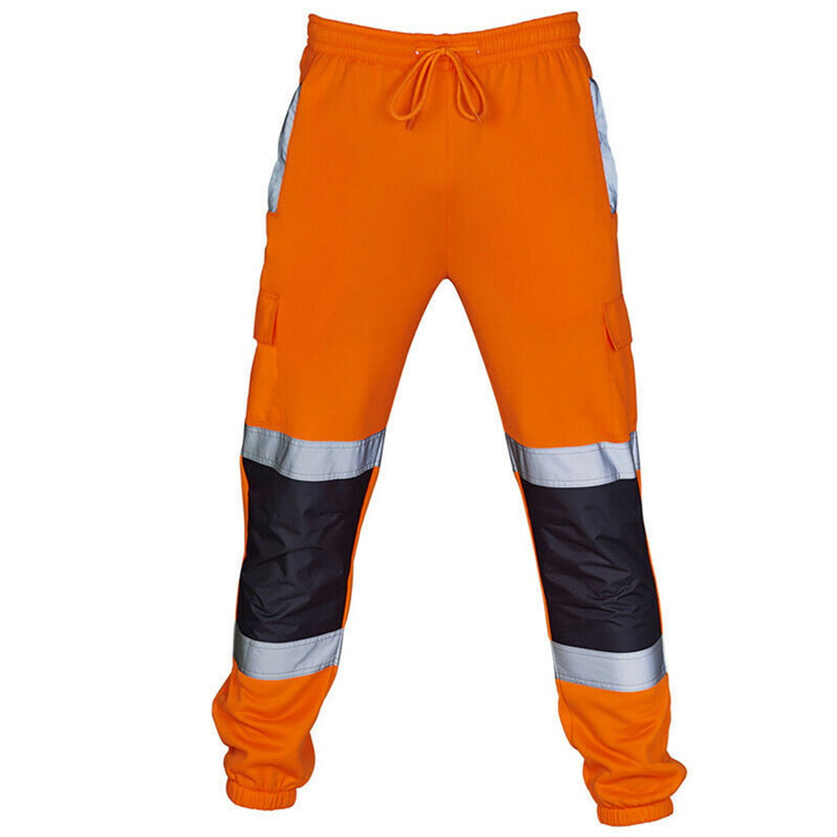 Men Hi Viz Vis High Visibility Work Safety Sweatpants Tracksuit Bottoms Trouser 