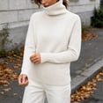 thumbnail image 4 of yillto Womens Turtleneck Sweater Ribbed Knit Slim Pullover Long Sleeve Fall Fitting Mock Neck Sweaters, 4 of 4