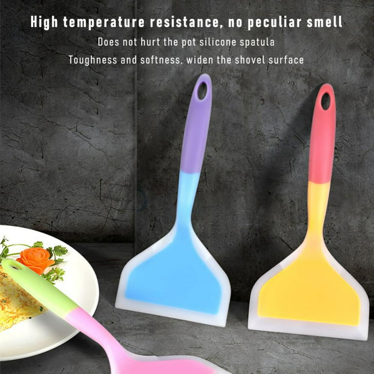 Silicone Pancakes Shovel Wide Spatula, Turner Nonstick Fried Shovel Fish Spatula - Silicone Wide Flexible Turner - for Nonstick Cookware Egg Cookie