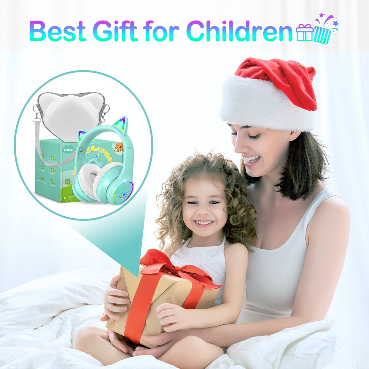 LOBKIN Kids Bluetooth Headphones Safe Listening for Girls, Boys, Children with 94dB Volume-Limiting, Wireless Headphones for School, Tablet, Green