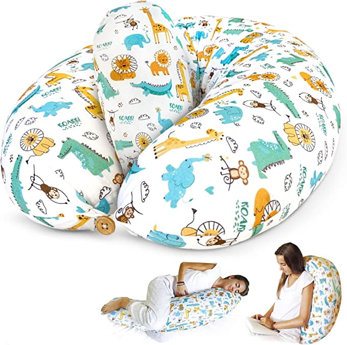 Animals Bonus Head Positioner Cushion Bamibi Nursing Pillow and Positioner Multi-Use Breastfeeding Pillow for Baby and Body Pillow for Pregnancy with Machine Washable 100% Cotton Cover 