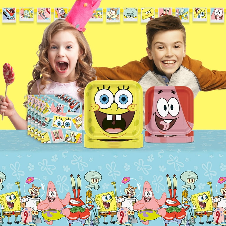 SpongeBob Party Supplies | SpongeBob Party Decorations | Includes Dinner  SpongeBob Plates, Dessert Plates, Napkins, Tablecloth, and Jointed Banner 