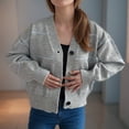 thumbnail image 5 of Jjayotai Women's Striped Cardigan Clearance, Long Sleeve Button Up Open Front, Knit Oversized Sweater Gray L, 5 of 7