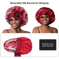 thumbnail image 4 of LAICAIW Reversible Silk Bonnet for Sleeping Double Layer Satin Bonnet African Hair Bonnet Adjustable Tie Bonnets Satin Lined Bonnet Night Sleeping Hair Wrap for Women, 4 of 6