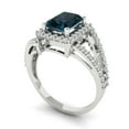 thumbnail image 2 of 1.935 ct Emerald Cut Natural London Blue Topaz with Simulated Diamond Halo Accents 18K White Gold Womens Engagement Ring, 2 of 5