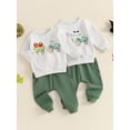 thumbnail image 4 of Aojekbee Baby Boy Halloween Outfits Long Sleeve Pumpkin Tractor Print Sweatshirt + Trousers Set Toddler Fall Clothes, 4 of 10