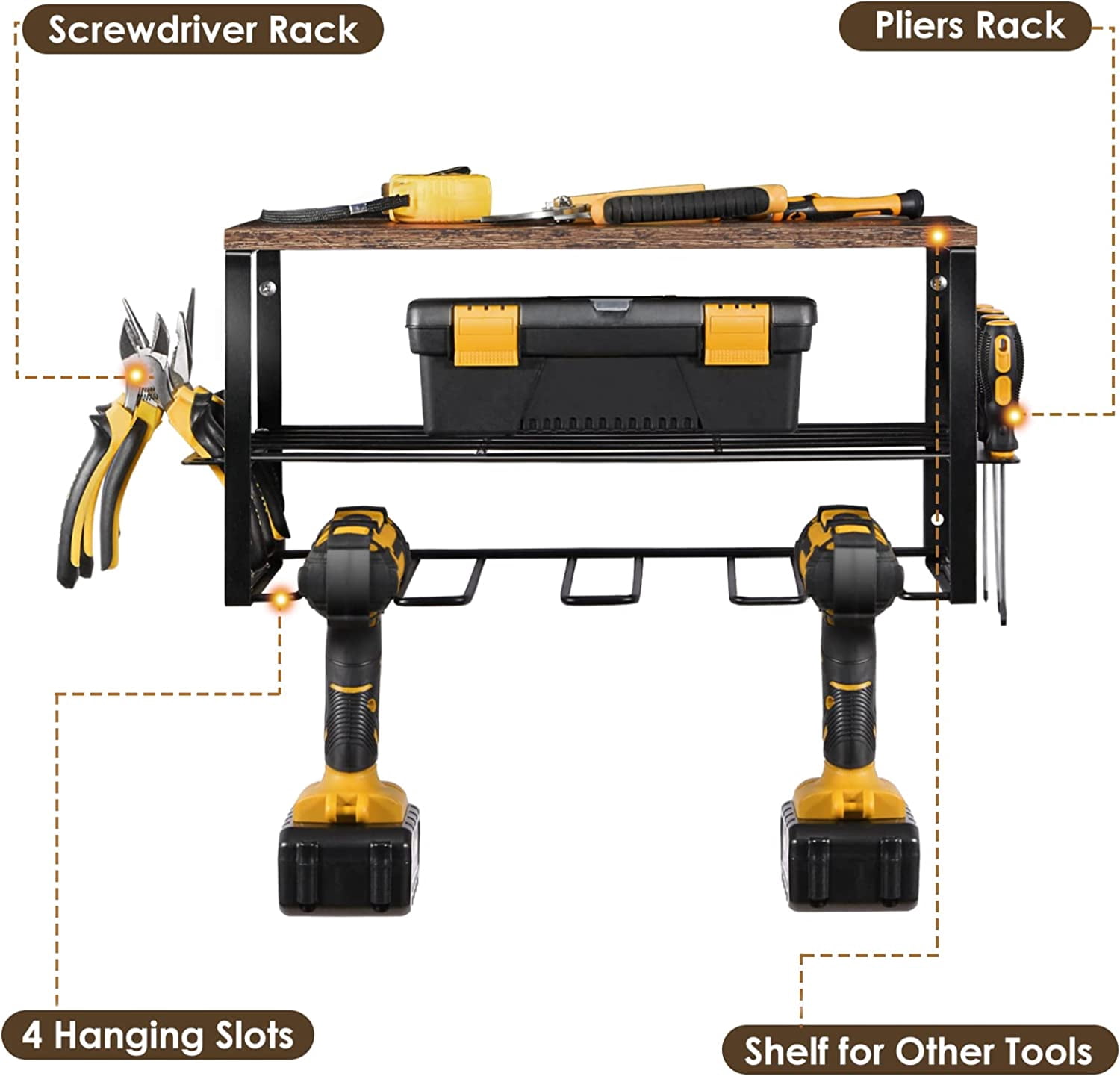 Wall Mounted Power Tool Organizer, Garage Drill Holder Storage Rack