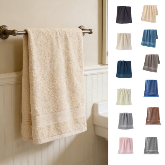 Leodye 1PCS Pure Cotton Bath Towel Ultra Soft Lightweight Quick Dry Highly Absorbent for Shower Beach and Home Use -29.13x13.38in