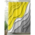 thumbnail image 2 of Shower Curtains for Bathroom-72"x72", Modern Yellow Grey Gradient Geometric Waterproof Bath Curtain Grommet Shower Curtain Set with Hooks, Abstract Ripple Washable Bath Accessories, 2 of 6