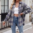 thumbnail image 4 of Towmus Womens Flannel Plaid Shirts Roll Up Long Sleeve Mid-Long Casual Boyfriend Shirts with Pockets, 4 of 9