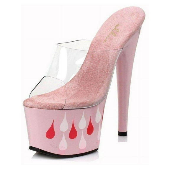 Ellie Shoes E-709-Teardrop 7 inch Womens Mule With Teardrop Pattern. Pink / 6