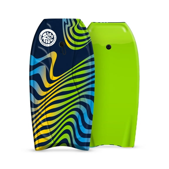 Bloo Tide 40in Bodyboard, Green, Contoured Foam Core Graphic Deck, Crescent Tail, 1.8 lbs