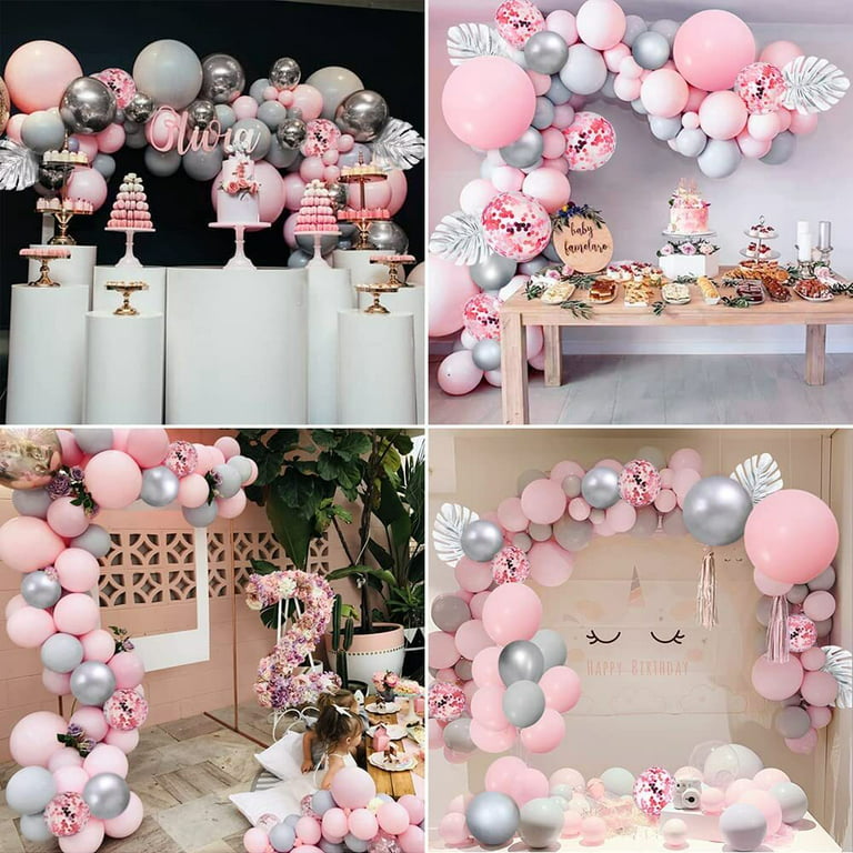 Pink and Gray Balloon Bouquet Pink and White Balloon Bouquet Pink and Gray  Balloons Pink and Gray Baby Shower Decor Pink Balloons 