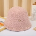 thumbnail image 5 of Winter Lamb Wool Warm Casual Bucket Hat Panama Hat Fisherman Cap Sun Cap PINK, 5 of 8