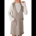 thumbnail image 1 of Vestido Corto de Punto Liso Sin Mangas con Cuello en V y Bolsillos para Mujer Flor Gris L, 1 of 10