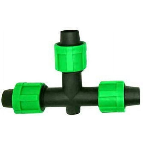 (100-PACK) Drip Irrigation Tubing Tee - 1/2" Universal 3-Way Perma Connector Barbed Locking Fitting - Fits All Brands 16-17mm Drip Tape & Tubing (100, Tee)