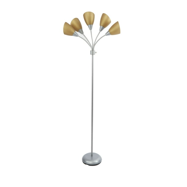 Mainstays 5 Light Floor Lamp Silver, Mainstays White 5 Light Floor Lamp With Multi Colored Shades