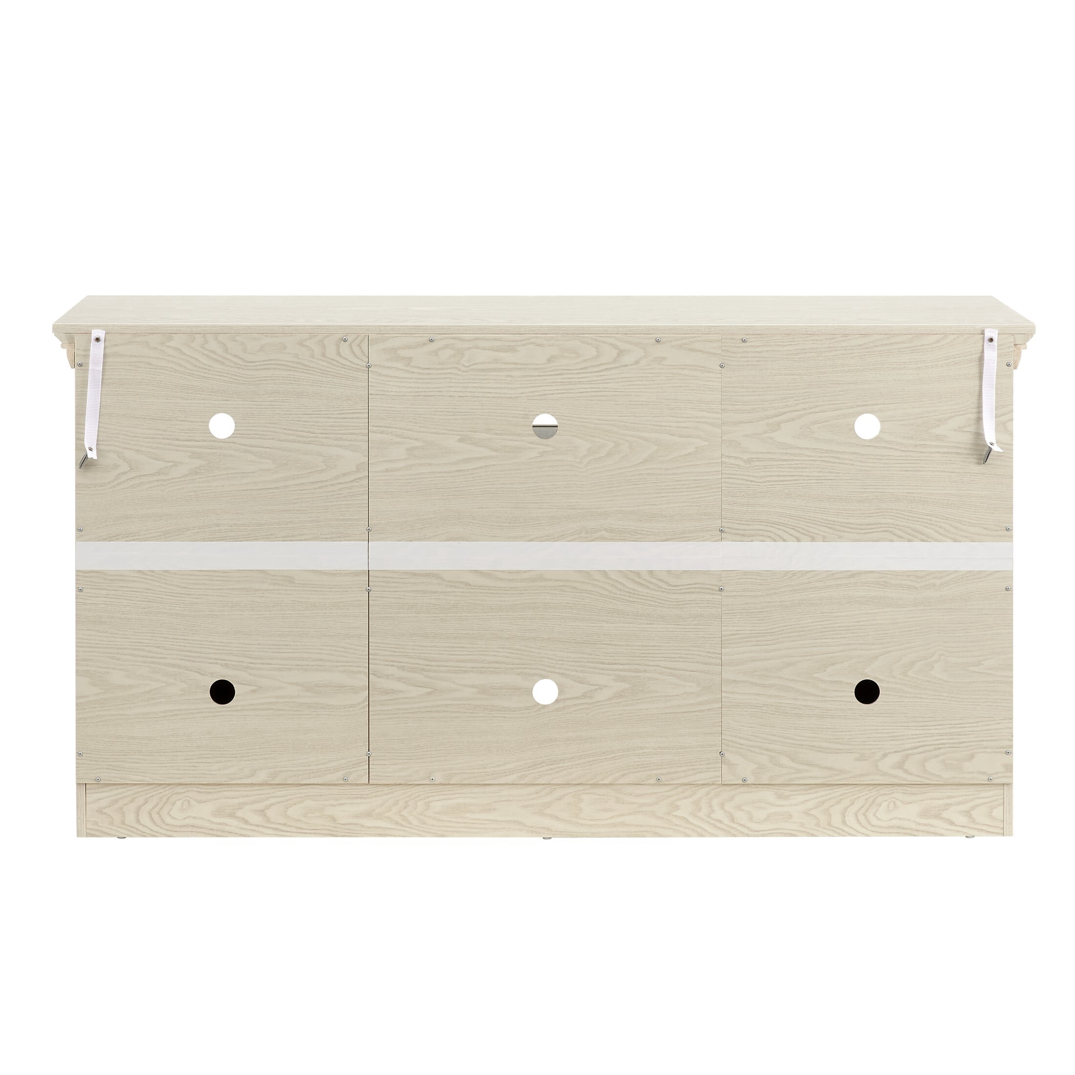 DEALTOPS Farmhouse TV Stand with Spacious Cabinets, Console Table with Adjustable Shelves for TVs Up to 65'', Antique White