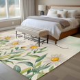 thumbnail image 4 of Welcome Daisy Large Area Rugs 5x8 ft Flower Pastoral Green Watercolor Linen Texture Washable Rug Non Slip Indoor Carpet Absorbent Floor Mat for Living Room Bedroom Dining Room, 4 of 9