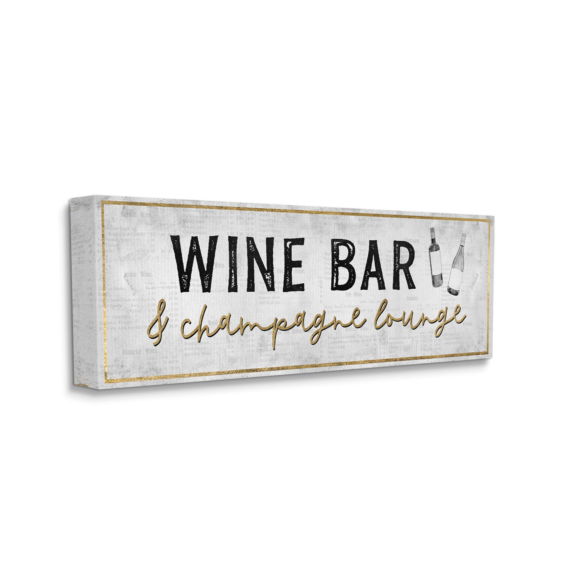 Stupell Industries Wine Bar Champagne Lounge Distressed Vintage Kitchen Sign,30 x 13, Design by Natalie Carpentieri