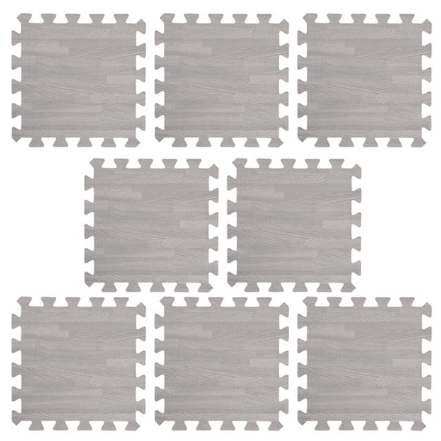 OULII 8Pcs Durable Grey Foam Gym Mats for Home Workout Floor