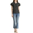 thumbnail image 2 of MODA NOVA Juniors Floral V Neck Tiered Short Sleeve Button Down Summer Blouse, 2 of 6
