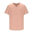 thumbnail image 3 of Lmnyox V Neck Casual T Shirt for Men Solid Color Classic Fashion Short Sleeve Tees Tops Summer Basic Pullover Shirt, 3 of 6