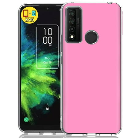TalkingCase Slim Case Compatible for TCL 20 XE  Glass Screen Protector Incl  Pink Print  Lightweight  Flexible  Soft  USA