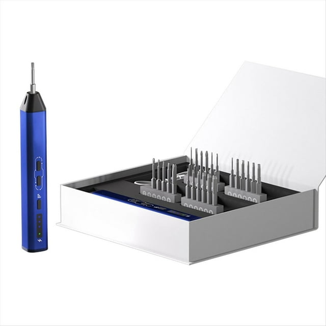 Destornillador Eléctrico ES240 con 24 Puntas de Acero de Aleación A2 e Iluminación LED para Desmontaje de Computadoras y Teléfonos. Kit de Herramientas de Reparación.
