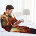 thumbnail image 6 of Naloa Maple Leaf Meditating Fox Men’s Pajamas Set - Long Sleeve Button Down Sleep Shirt and Pajama Bottoms Sleepwear Set-X-Large, 6 of 7