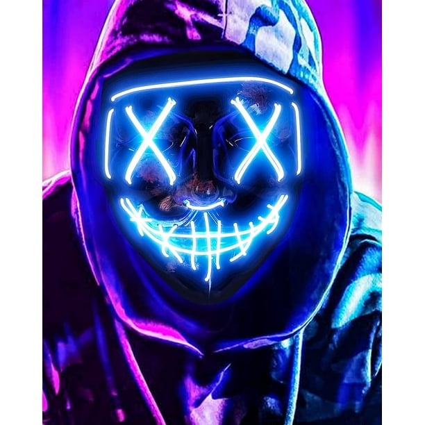 Máscara de Halloween, máscara de purga con luz LED, disfraz de máscara de purga, disfraz de máscaras de Halloween para hombres, mujeres y niños