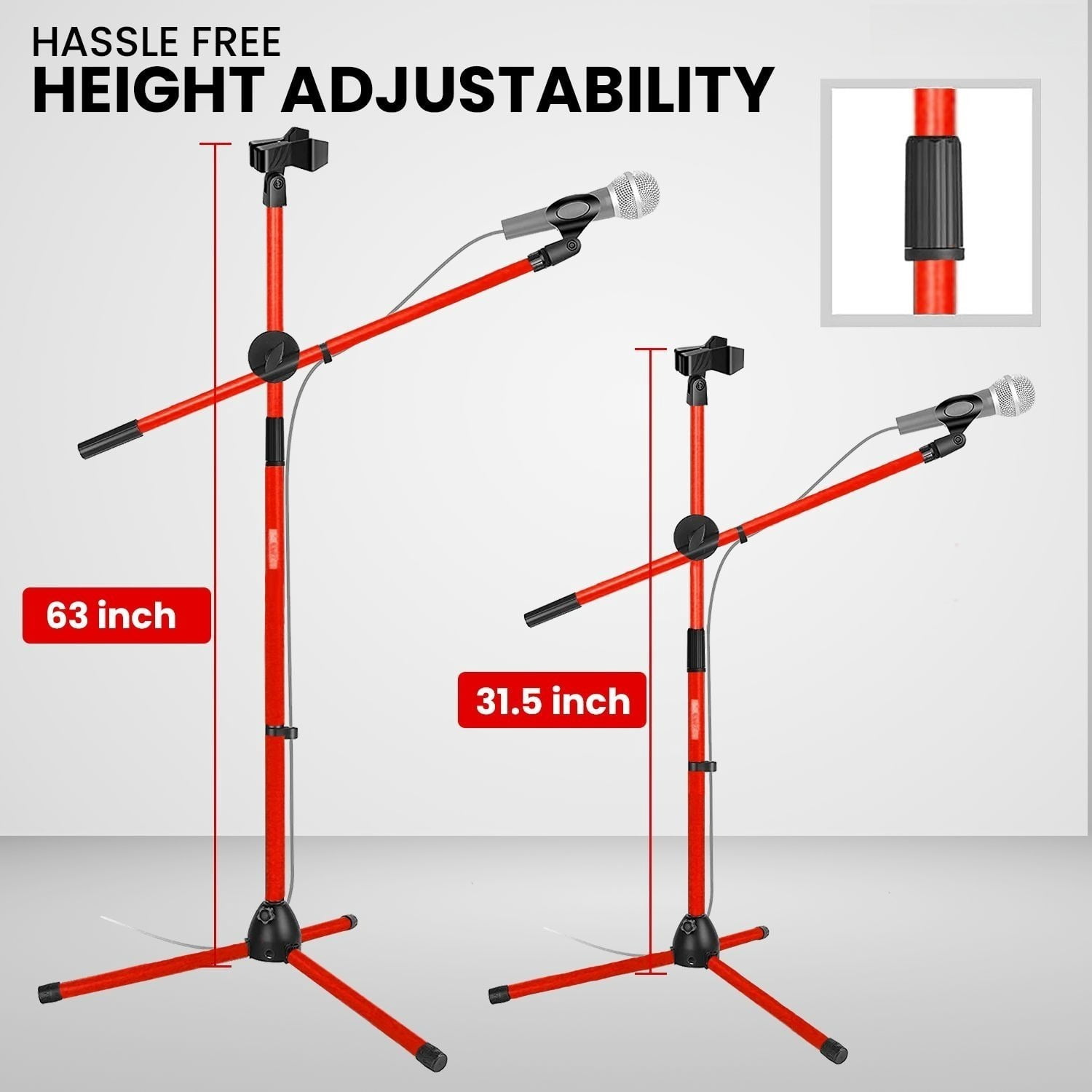 Floor-standing Microphone Stand, Universal Adjustable Tripod Microphone Arm Support, Capable of Holding 2 Microphones, with Adjustable Height. Applicable To Concerts and Recording Studios