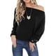 thumbnail image 3 of Blusa de camiseta holgada sólida con hombros descubiertos y cuello de una palabra para mujer Fridja  gope5079, 3 of 5
