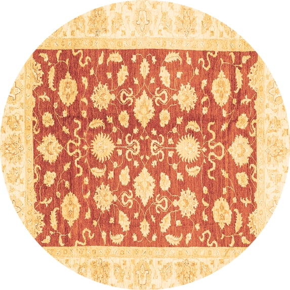 Ahgly Company Indoor Round Oriental Brown Traditional Area Rugs, 7' Round