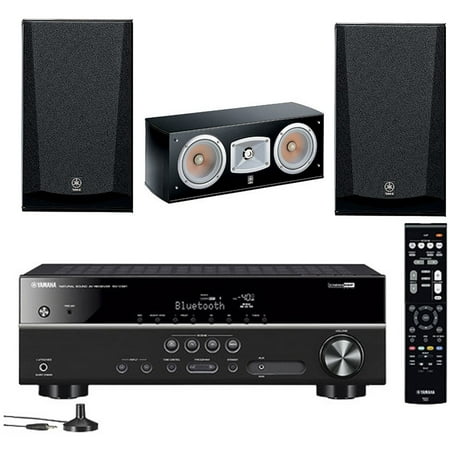 Yamaha 5.1-Channel Wireless Bluetooth 4K A/V Home Theater Receiver + Yamaha Natural Sound Bookshelf & Center Channel Home Theater Speakers