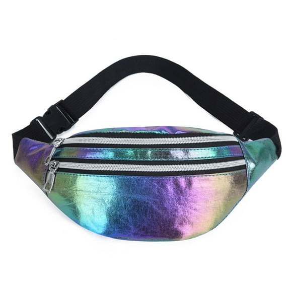 Necvior Women Holographic Waist Bag Fanny Pack Pouch Sport Belt Hip Chest Crossbody Shoulder Purse