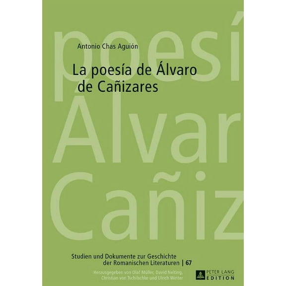 Studien Und Dokumente Zur Geschichte der Romanischen Literat: La poesía de Álvaro de Cañizares (Hardcover)