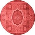 thumbnail image 1 of Ahgly Company Machine Washable Indoor Round Oriental Red Modern Area Rugs, 7' Round, 1 of 4