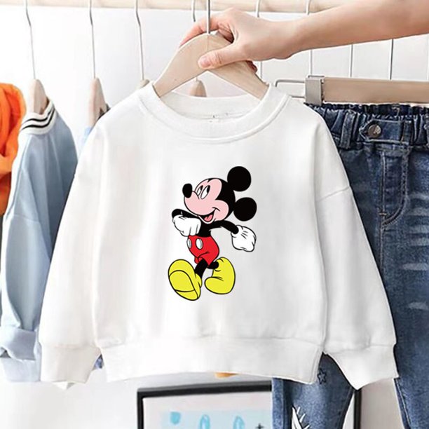 2022 Kids Toddler Round Neck Sweater Spring Autumn Girls Cartoon Printing Clothing Baby Minnie Mickey Mouse Fashion T-Shirt4T Gao Jinjia LED