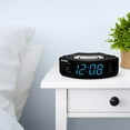 NELSONIC Digital AM/FM Clock Radio with Built in Aux Cord, Black with