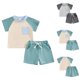 thumbnail image 5 of Odeerbi 3M-3Y Conjuntos de Verano Para Niños Niñas Camisetas de Algodón de Manga Corta Raglan Shorts Conjunto de Dos Piezas Color Blocked, 5 of 5