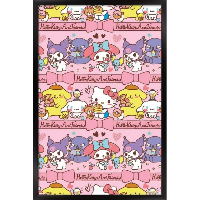Hello Kitty and Friends: 25 Snack Time - Collage Wall Poster, 14.725" x 22.375" Framed
