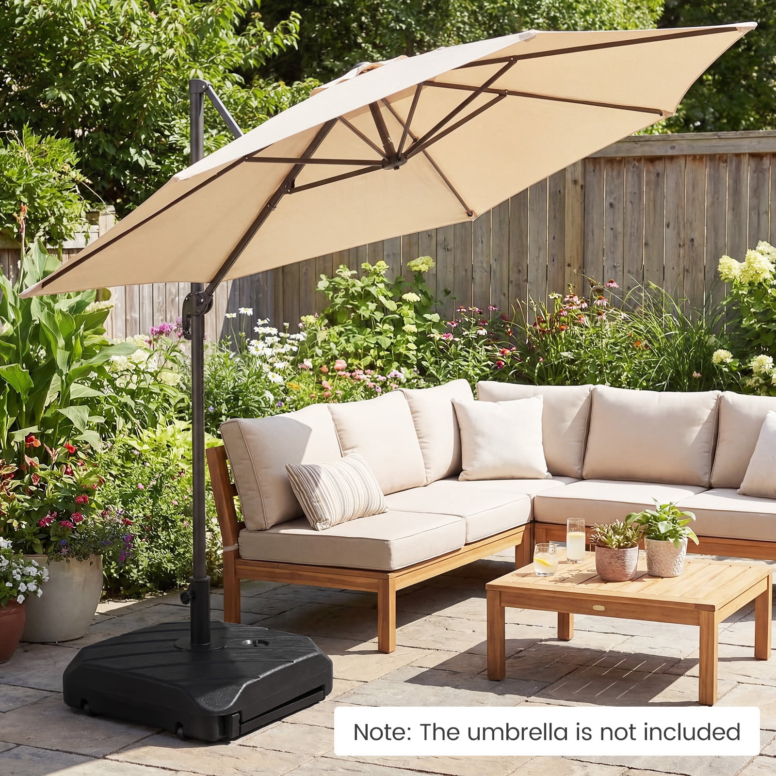 Costway Fillable Patio Umbrella Base with Wheels & Telescopic Pull Rod, Umbrella Stand