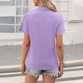 thumbnail image 3 of Dresfit Golf Tees Womens V Neck Short Sleeve Dressy Tops Summer 2026 Collared Upf 50+ Work Basic Tees Lapel Breathable Loose Dressy Shirt Light Purple L, 3 of 4