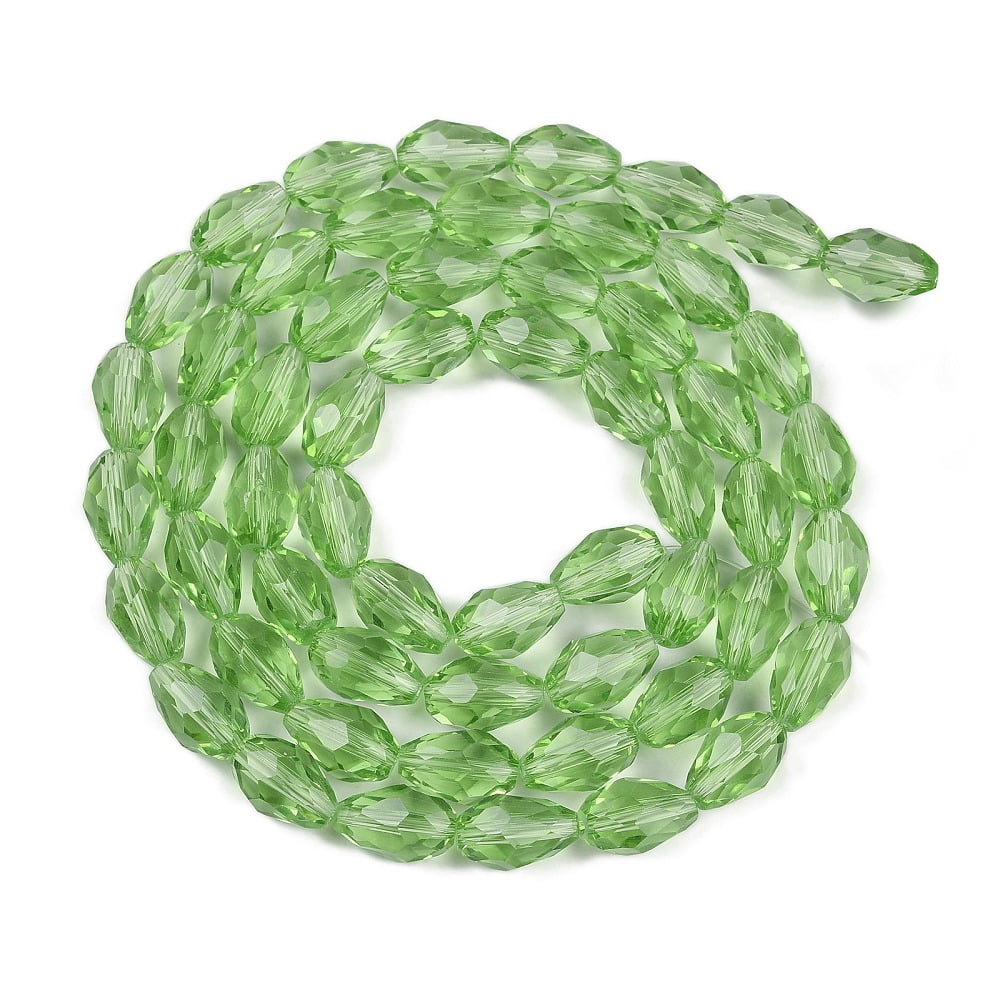 Transparent Glass Beads Strands Faceted Teardrop Lime 15x10mm Hole: 1.6mm about 46~48pcs/strand 27.95 inch(71cm)