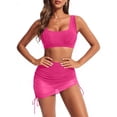 thumbnail image 6 of Abomasnow Women's 2 Piece Swimsuits Set Sleeveless Square Neck Cropped Tank Tops High Waisted Bathing Suit with Sheer Cover Up Swim Skirts, 6 of 9