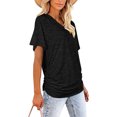 thumbnail image 6 of Womens Short Sleeve Shirts Women's V Neck T Shirts Short Sleeve Tunic Tops Basic Tee Loose Fitting Casual Tops Side Ruched Tunic Shirts Summer Tops for Women T-Shirt Short Sleeve Black L, 6 of 8