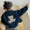 thumbnail image 4 of Jean Jacket Girls Girls Jeans Jacket Cartoon Embroidery Bear Lapel Loose Casual Denim Coat Girls Denim Jacket Navy 5 Years-6 Years, 4 of 7
