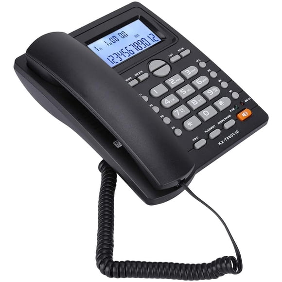 ATTOE Telephone Corded Dual-Port Extension Set Corded Telephone Multi-Functional Landline Phone ABS Large Buttons(Black)